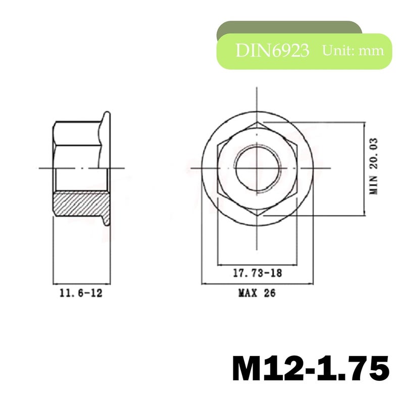 sotoolstop Store M12 Flange Nuts, 304 Stainless Steel M12-1.75 Serrated Flange Hex Lock Nuts, 5Pcs-Pack - Image 4